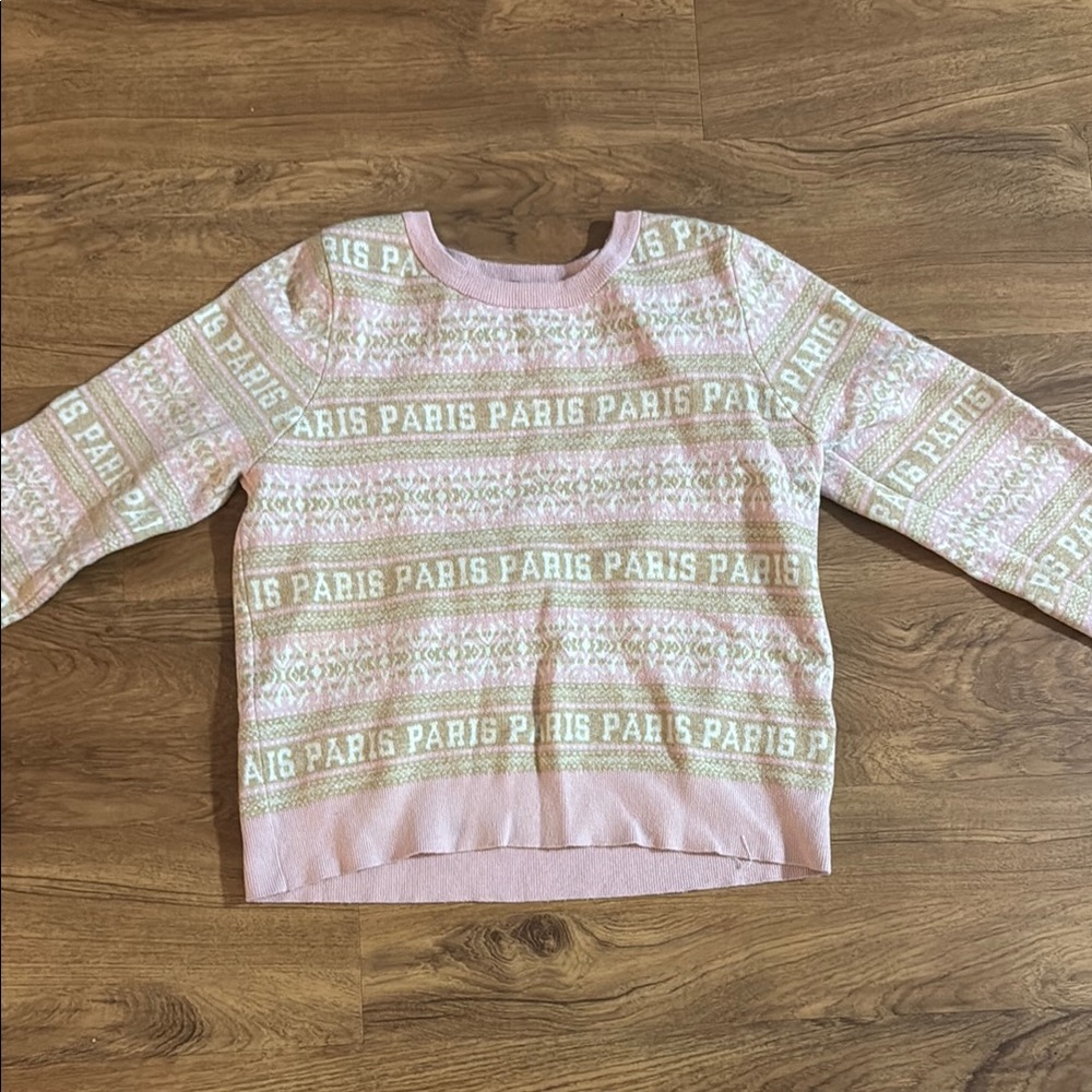 Pink and Green Kids Paris Sweater
